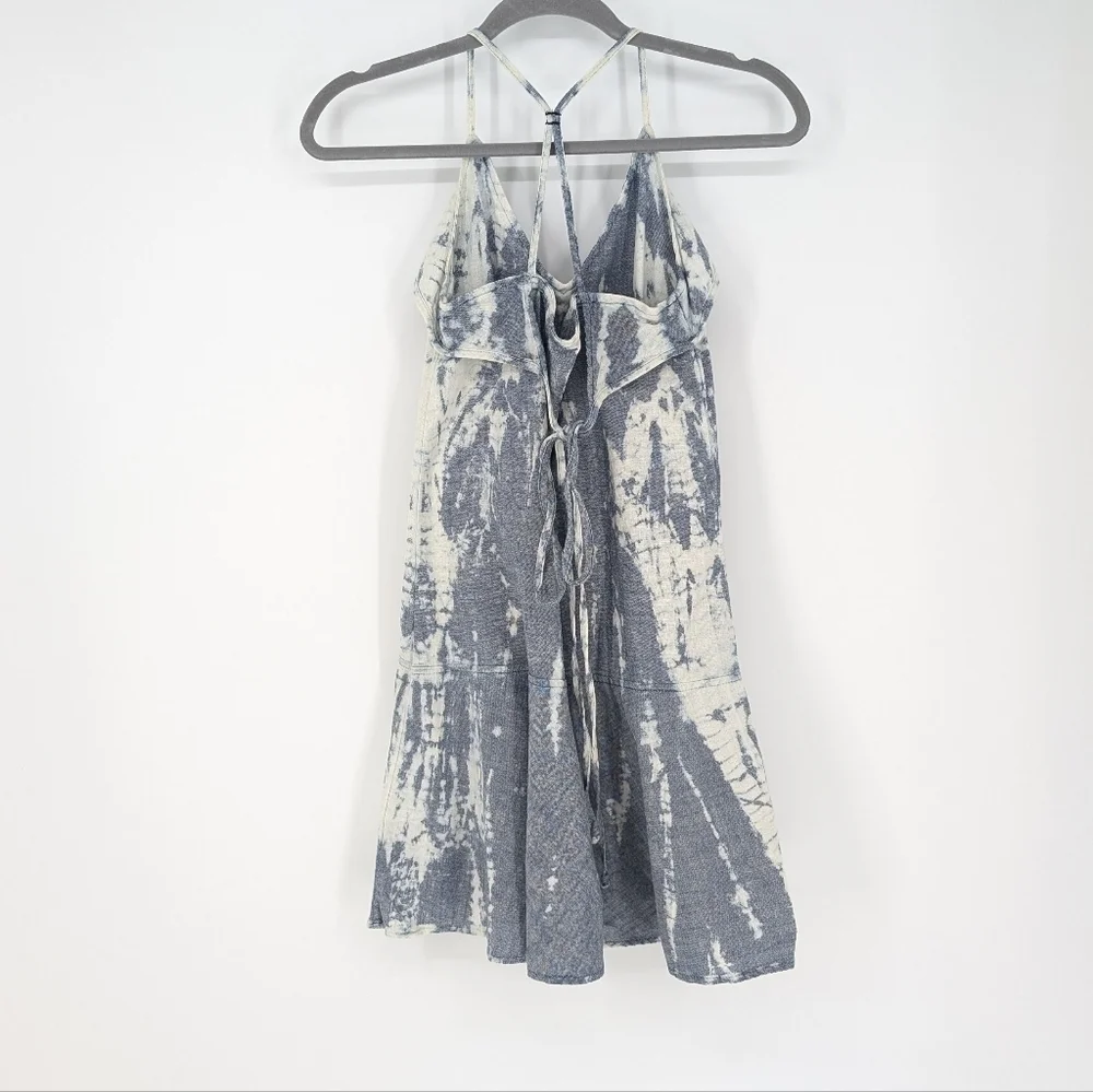 Anthropologie McGUIRE Skater Mini Dress Shibori Tie Dye 100% cotton Blue XS